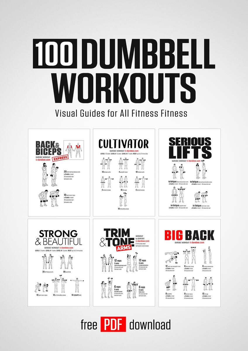 100 Dumbbell Workouts Paperback By DAREBEE Dumbbell Glutes Legs Workout Poster 16 Exercises Chart Fitness Wall Art Gym Printable Bulgarian Split Squat Hip Thrust Etsy