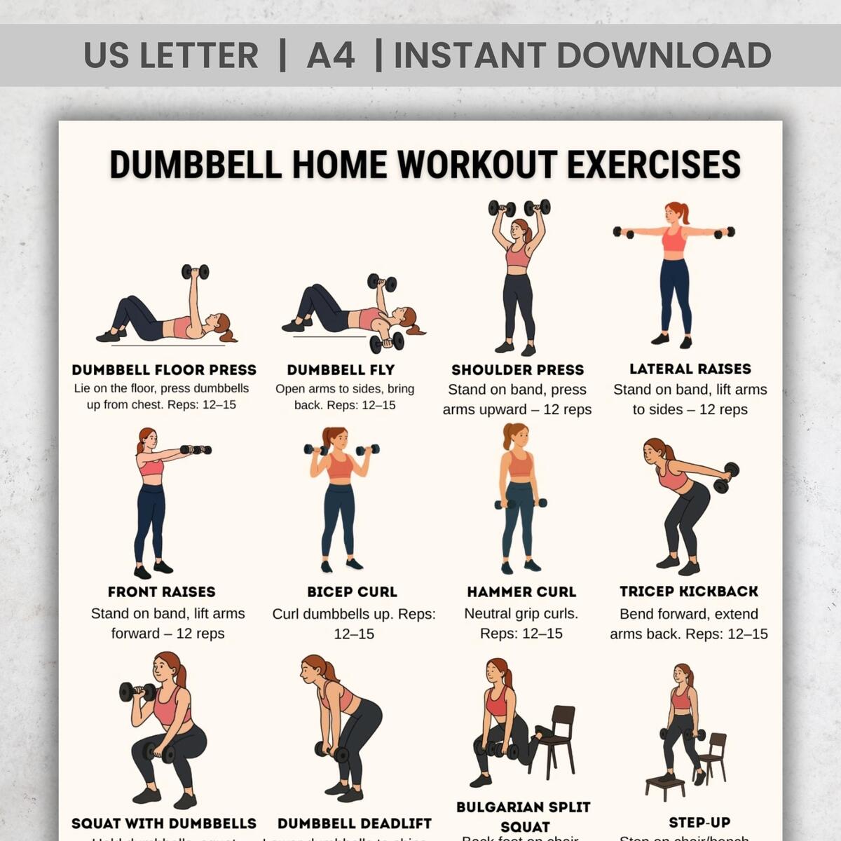 16 Dumbbell Home Workout Exercises For Women Full Body Strength Training At Home Printable Fitness PDF Exercise Guide Etsy Canada 16 Dumbbell Home Workout Exercises For Women Full Body Strength Training At Home Printable Fitness PDF Exercise Guide Etsy Canada