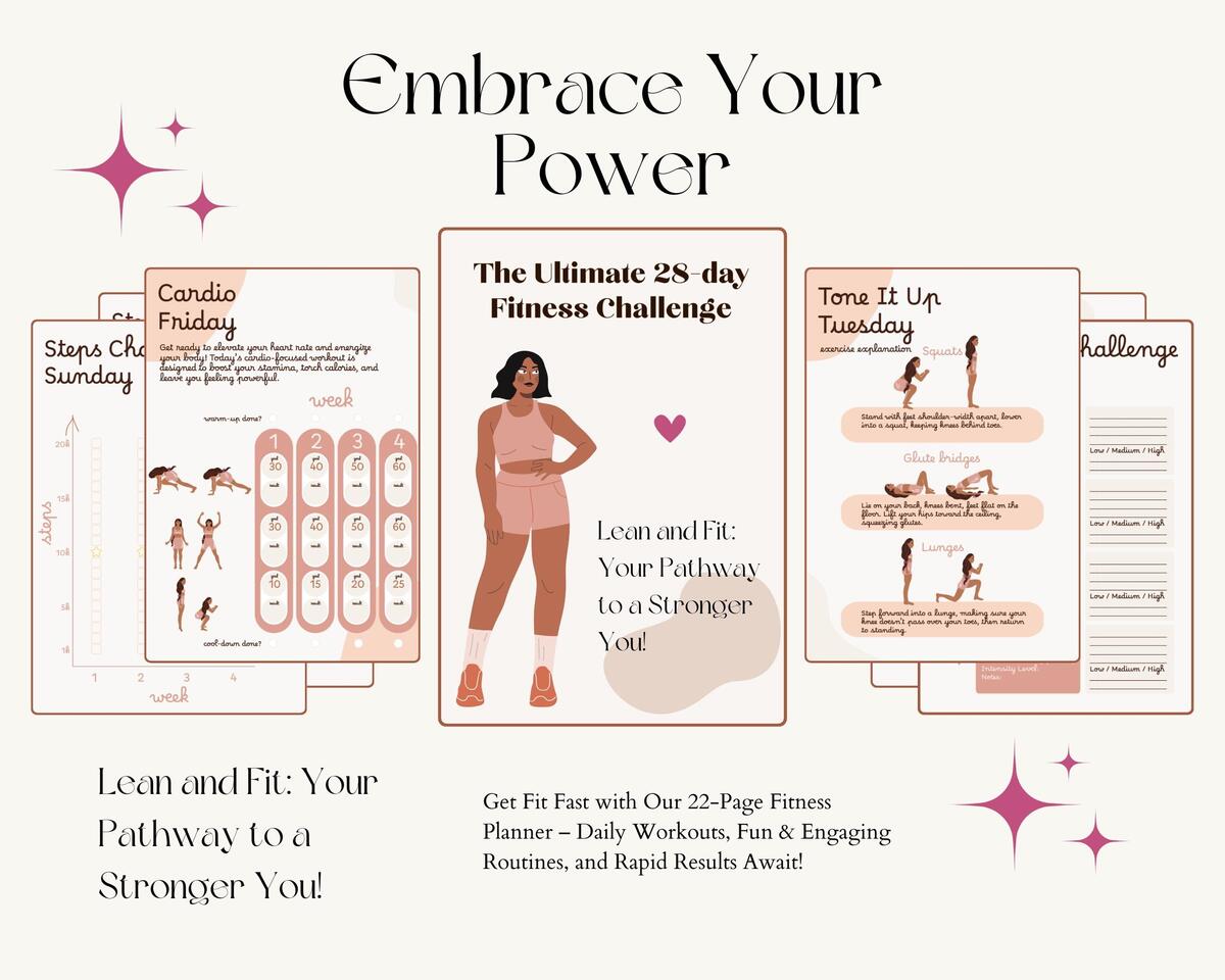 28 Day Full Body Fitness Challenge Home Workout Plan No Equipment Needed Workouts Exercise Progress Tracker Routines Slim Waist Etsy
