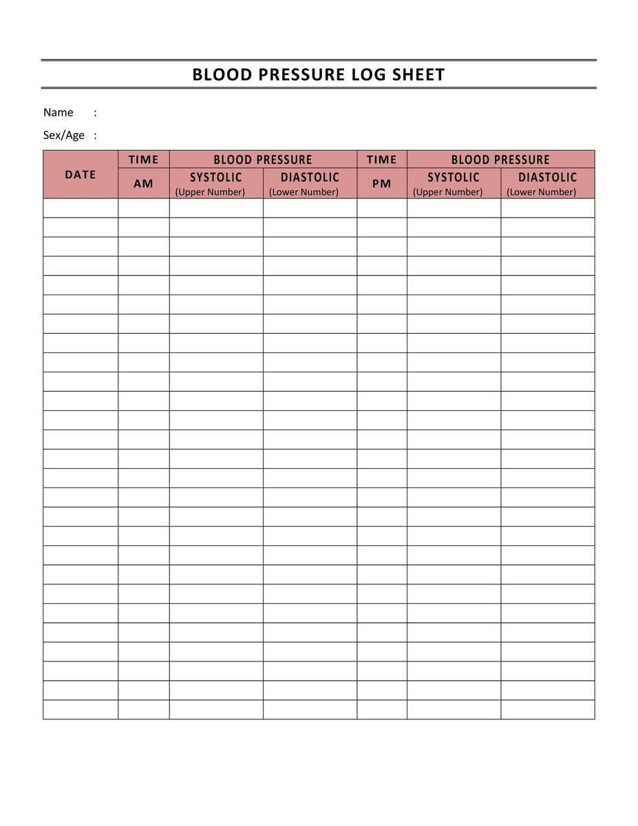 30 Printable Blood Pressure Log Templates TemplateLab 30 Printable Blood Pressure Log Templates TemplateLab