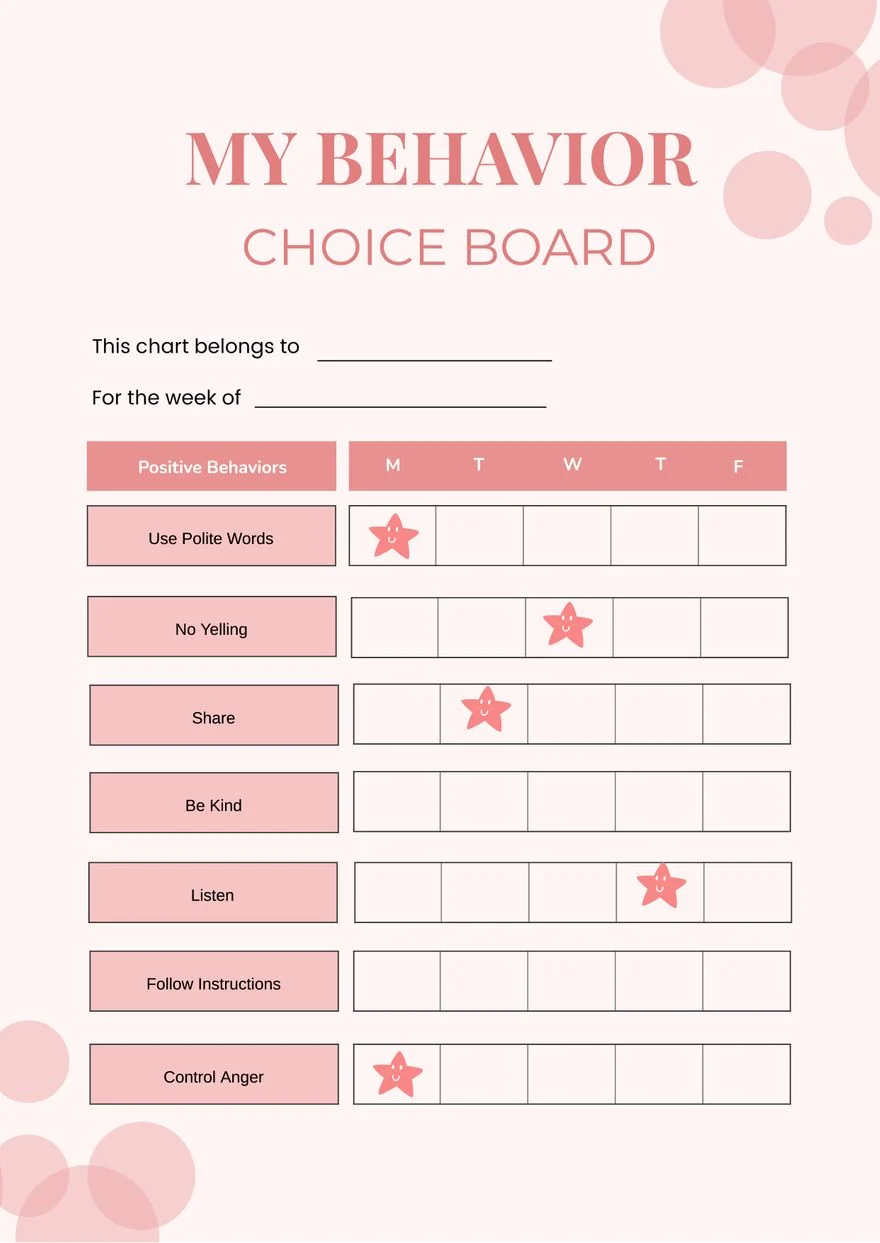 6 Behavior Chart Templates PDF DOC