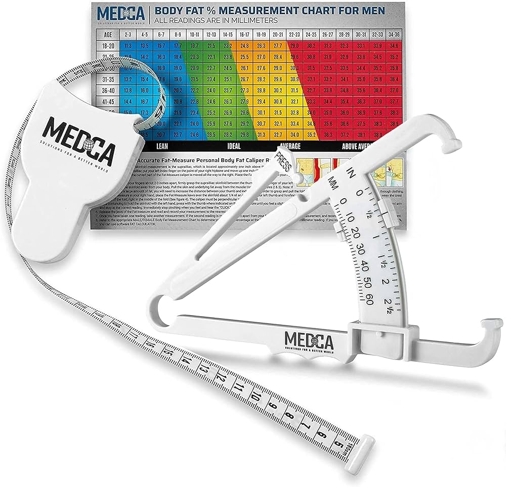 Amazon Body Fat Caliper And Measuring Tape For Body Skinfold Calipers And Body Fat Tape Measure Tool For Accurately Measuring BMI Skin Fold Fitness And Weight Loss White Health Household