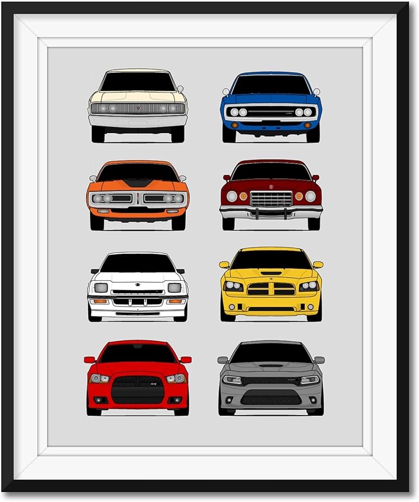 Amazon Custom Car Posters Handmade Poster Compatible With Dodge Charger Generations And Print Of Dodge Charger Multi 11x14 Metallic Print Unframed Home Kitchen