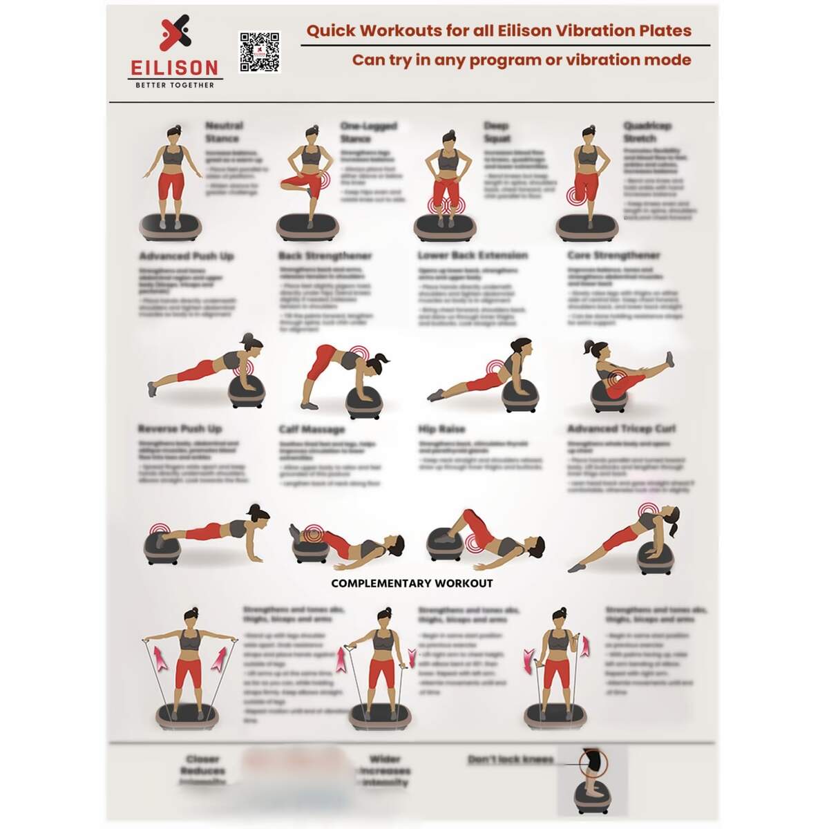 Amazon EILISON Vibration Plate Workout Poster For Full Body Different Poses Suggestions Details Instructions Easy To Understand In Chart Sports Outdoors