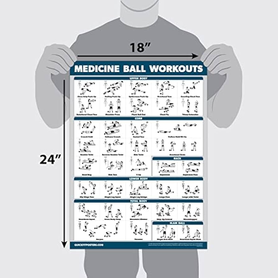 Amazon Palace Learning QuickFit Medicine Ball Workout Poster Exercise Routine For Medicine Slam Ball Laminated 18 X 24 Sports Outdoors