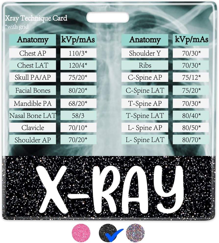 Amazon Plifal X RAY Tech Reference Card With Badge Buddy Horizontal Anatomy And KVp Card Cheat Sheet Black Radiology Technique Work Accessories Office Products Amazon Plifal X RAY Tech Reference Card With Badge Buddy Horizontal Anatomy And KVp Card Cheat Sheet Black Radiology Technique Work Accessories Office Products