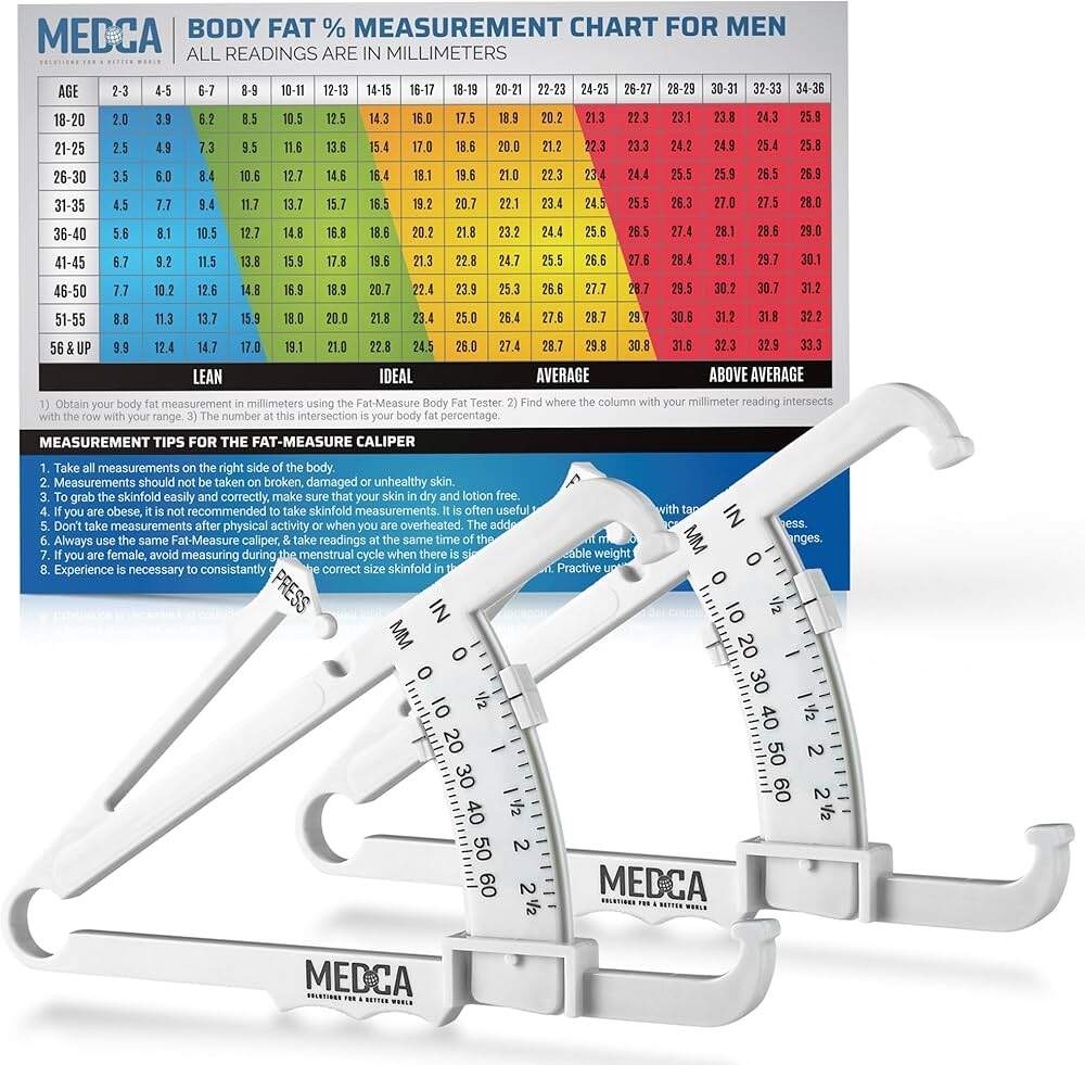Amazon Skinfold Body Fat Caliper Skin Fold Body Fat Analyzer And Handheld BMI Measurement Tool Skinfold Caliper Device Measures Body Fat For Men And Women By MEDca Pack Of 2