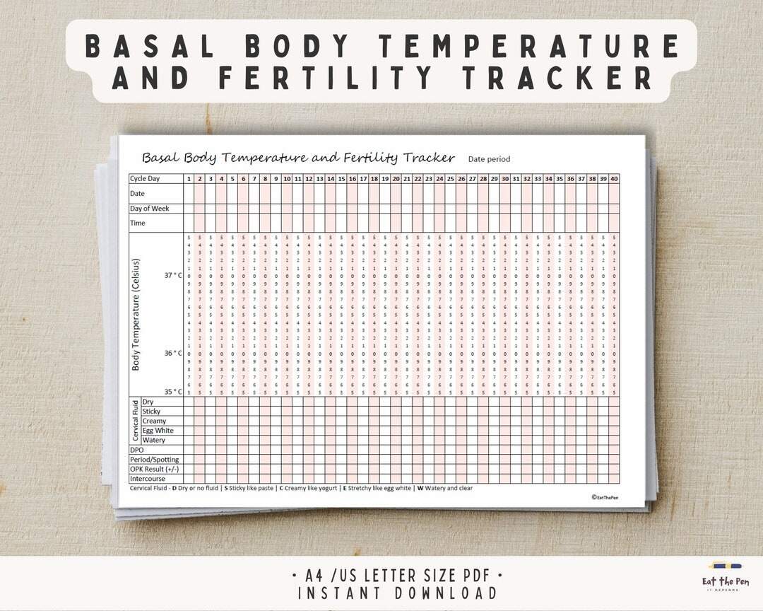 Basal Body Temperature Fertility Tracker BBT Chart Ovulation And Pregnancy Planning Insert Instant Download Printable A4 US Letter PDF Etsy