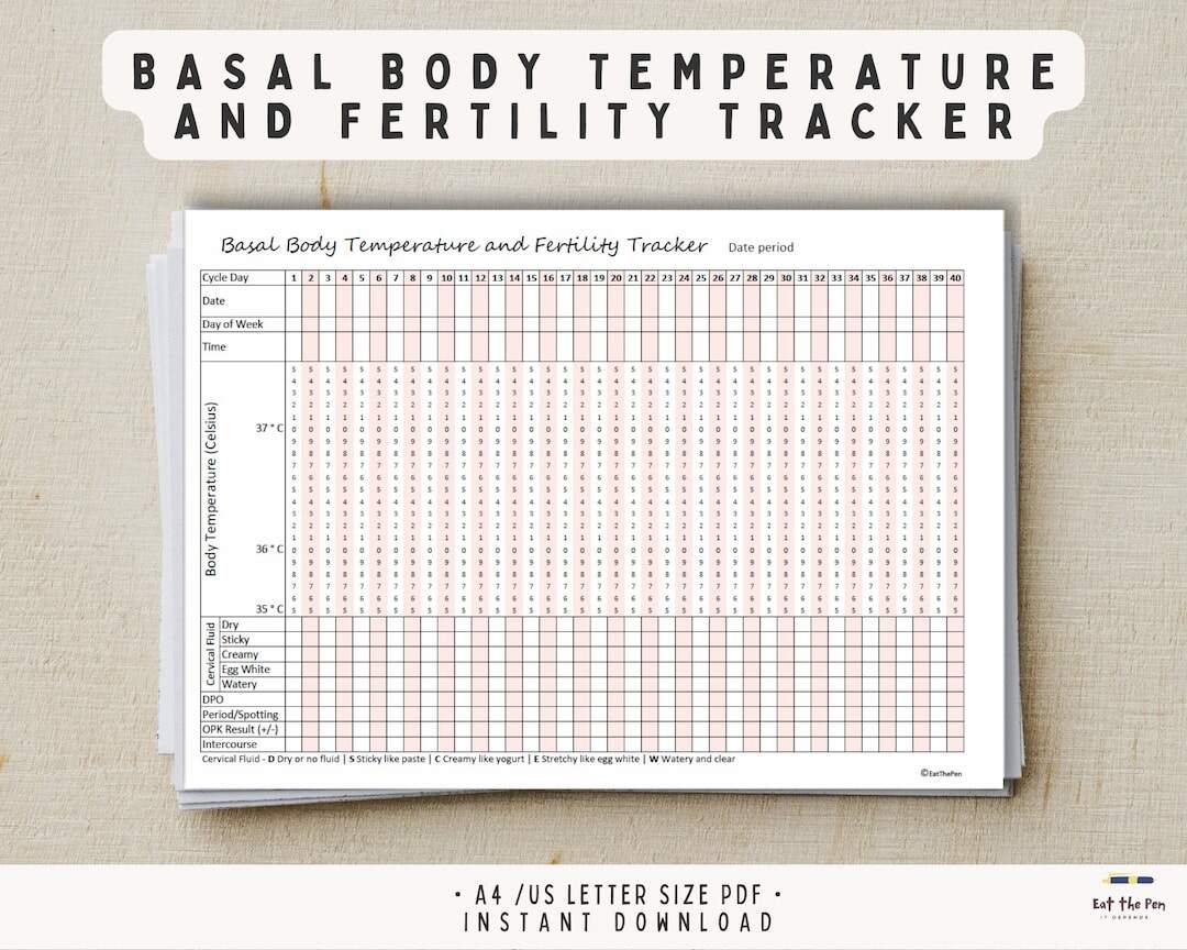 Basal Body Temperature Fertility Tracker BBT Chart Ovulation And Pregnancy Planning Insert Instant Download Printable A4 US Letter PDF Etsy