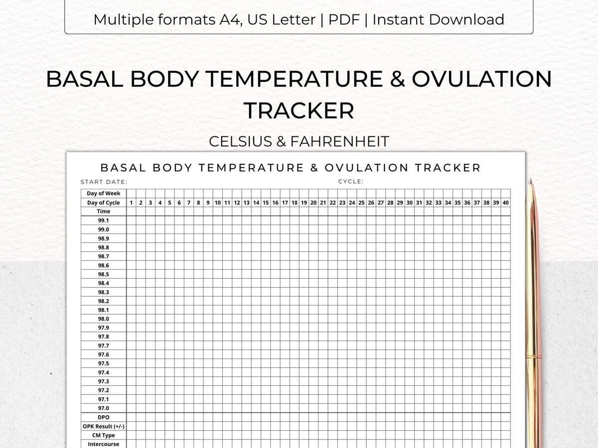 Basal Body Temperature Chart 1 Page Instant Download PDF Printable Etsy