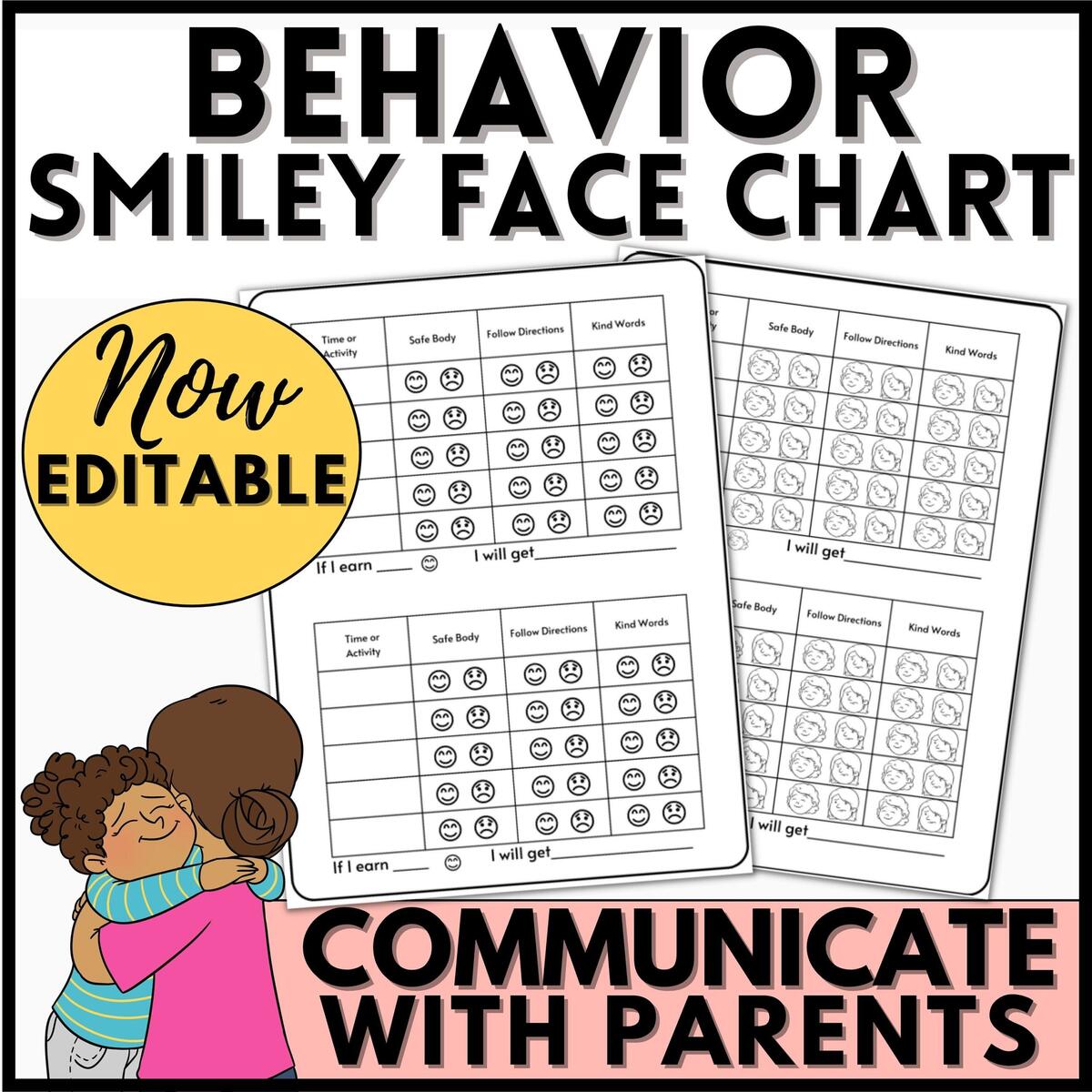 Behavior Smiley Chart Daily Behavior Chart Classroom Behavior Management Parent Communication Autism Behavior Chart Etsy