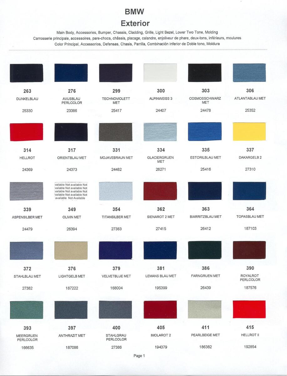 Bmw Cars Paint Codes Color Charts Bmw Cars Paint Codes Color Charts