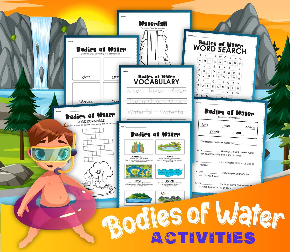 Bodies Of Water Names For Kids Free Printable