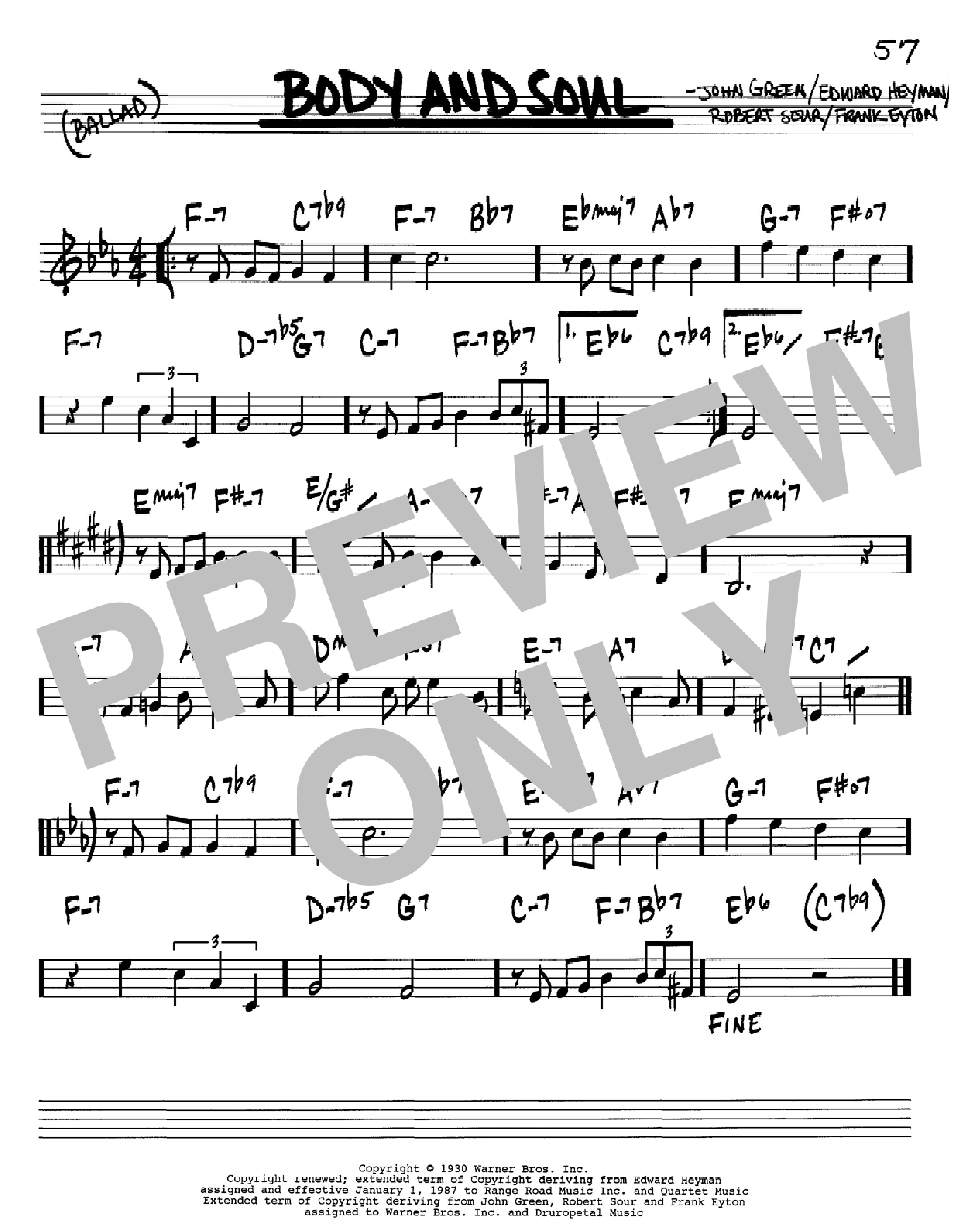 Body And Soul By John Coltrane Sheet Music For Real Book Melody Chords At Sheet Music Direct