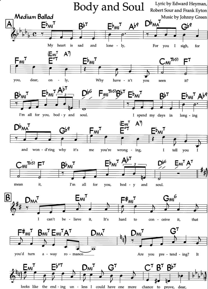 Body And Soul Original Changes And Those As Played By Coltrane Leadsheets On Tumblr Body And Soul Original Changes And Those As Played By Coltrane Leadsheets On Tumblr