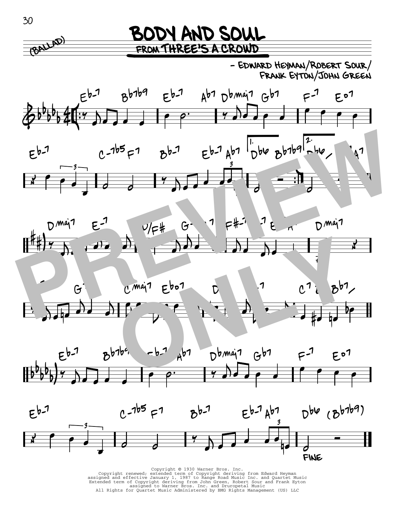 Body And Soul Real Book Melody Chords Sheet Music To Download