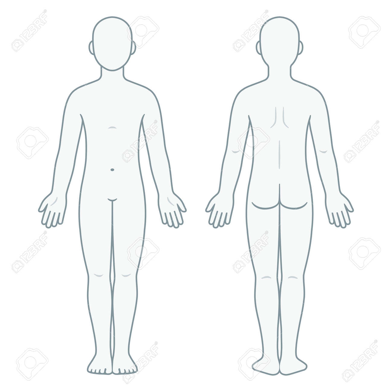Body Chart For Medical Diagram Front And Back View Blank Unisex Body Outline Template Isolated Vector Illustration Royalty Free SVG Cliparts Vectors And Stock Illustration Image 190176810