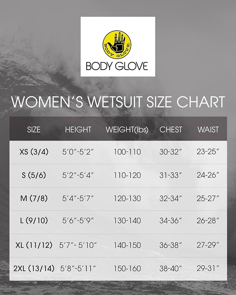 Body Glove Women S Wetsuit UPF 50 3 2 MM Neoprene Back Zip Fullsuit XS 2XL Size 5 6 Blue Amazon In Clothing Accessories