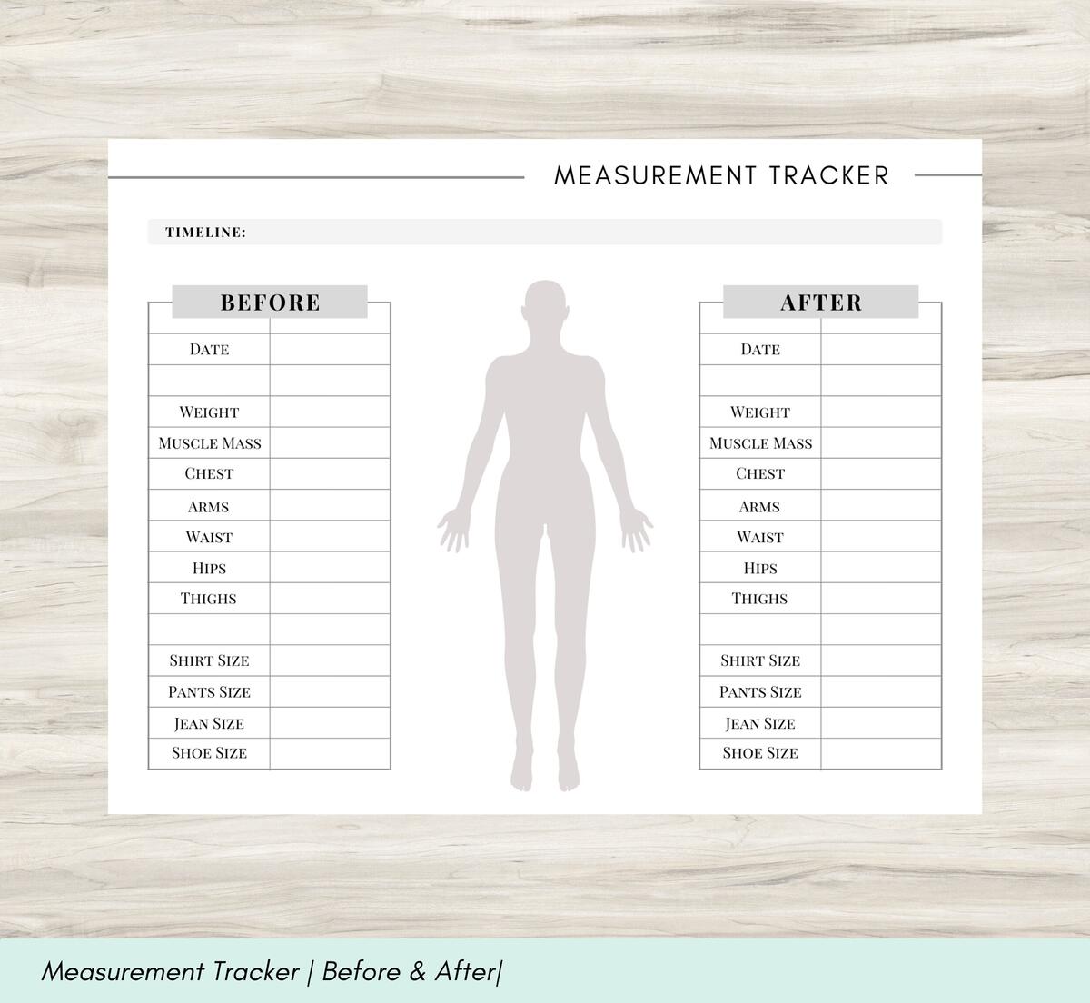 Body Measurement Tracker Fitness Weight Loss Printable PDF Etsy