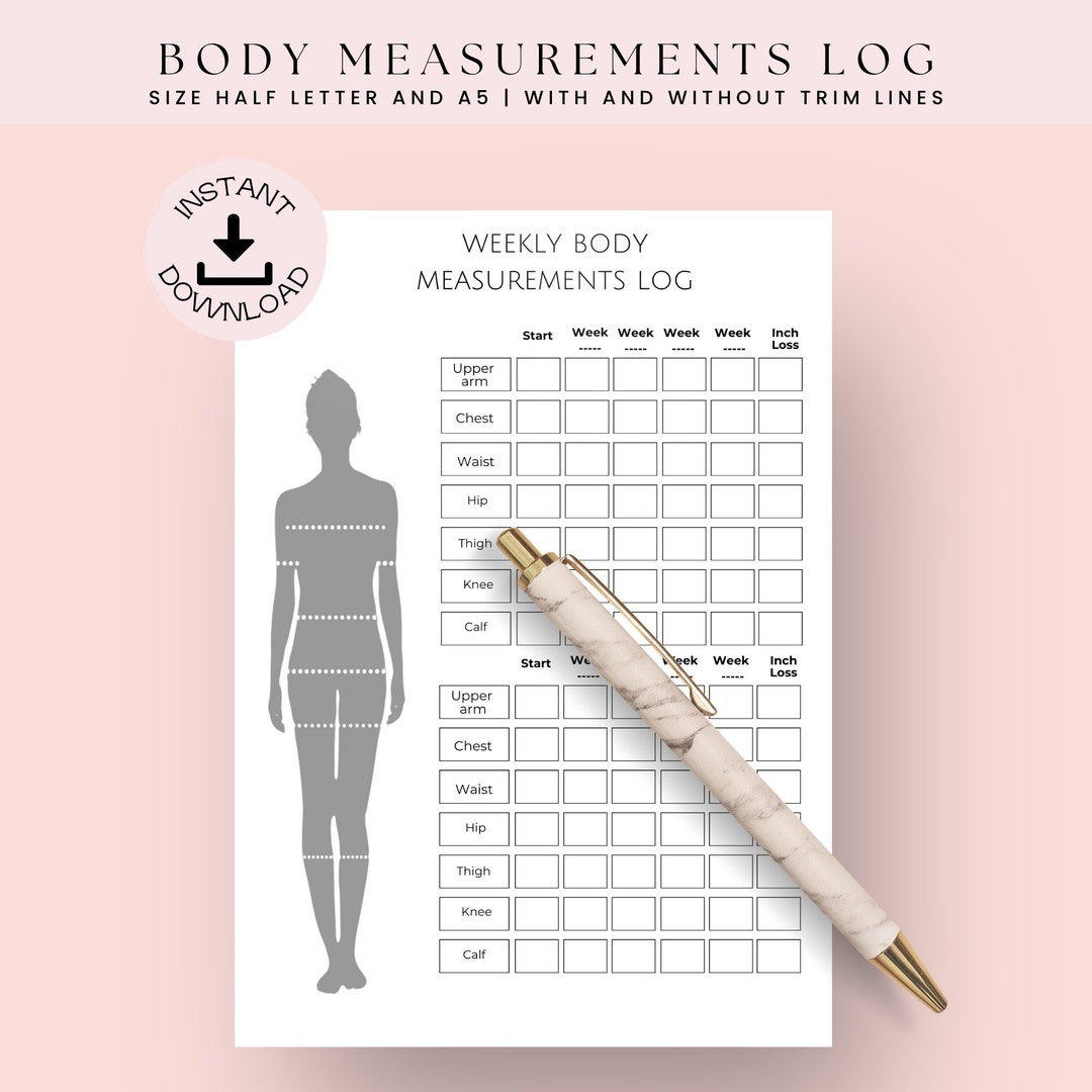 Body Measurement Chart Body Measurement Tracker Body Measurement Template Etsy