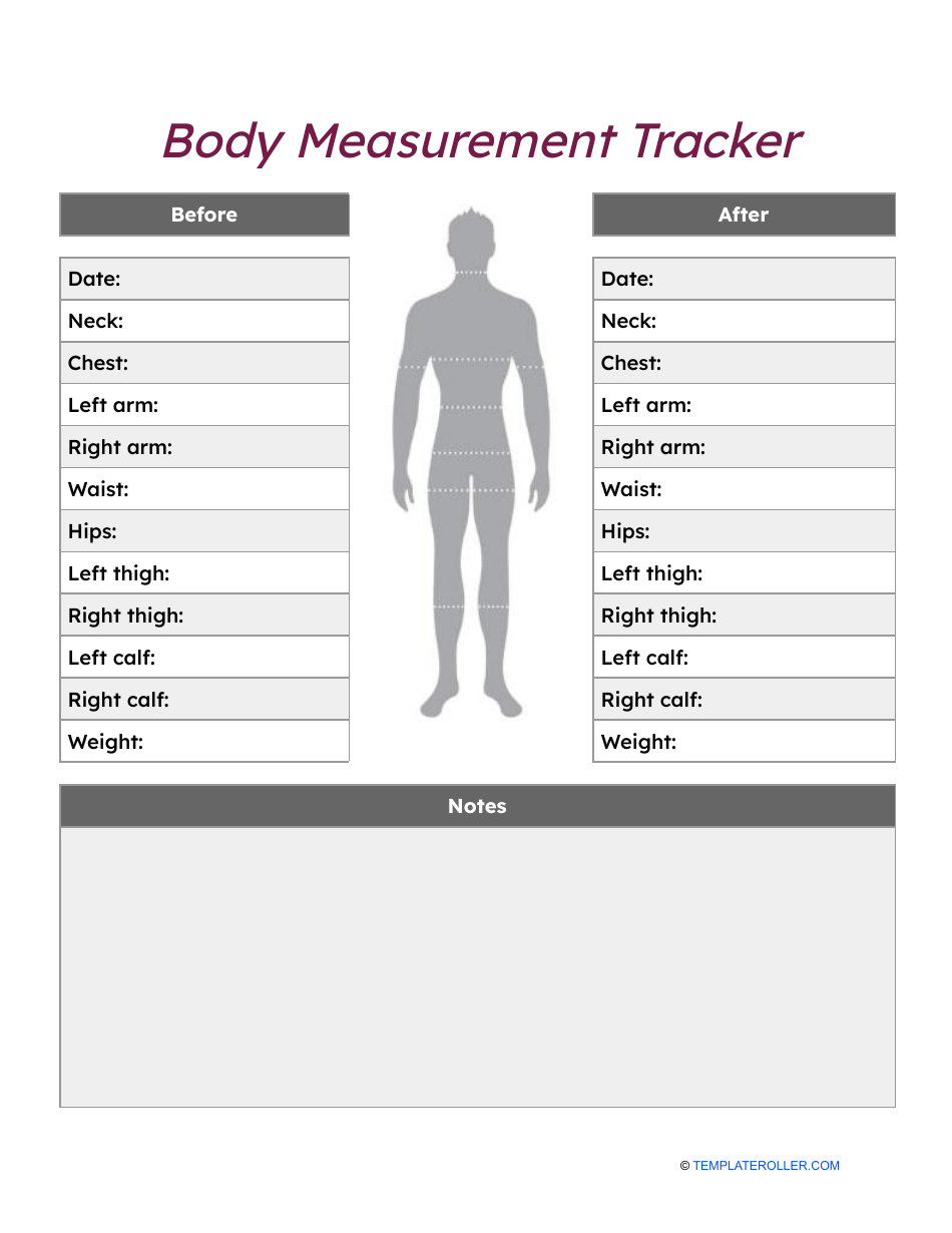 Body Measurement Tracker Template Download Printable PDF Templateroller