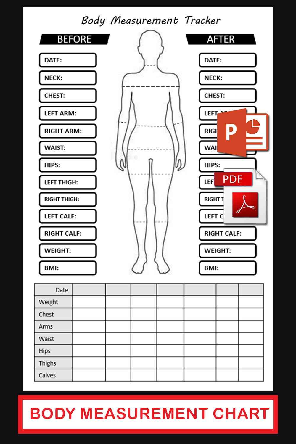 Body Progress Workout Measurements Tracker Body Measurement Tracker Workout Tracker Graphic By
