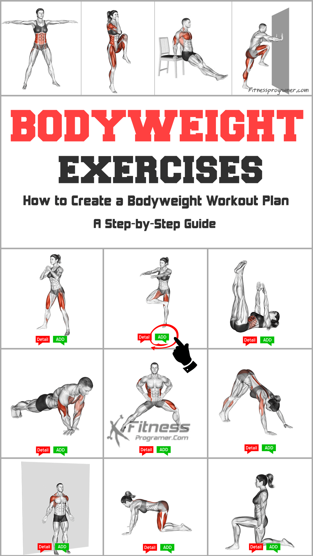 Body Weight Exercise Schedule Chart At Home Full Body Weight Home Workout Exercise Plan Bodyweight Fitness