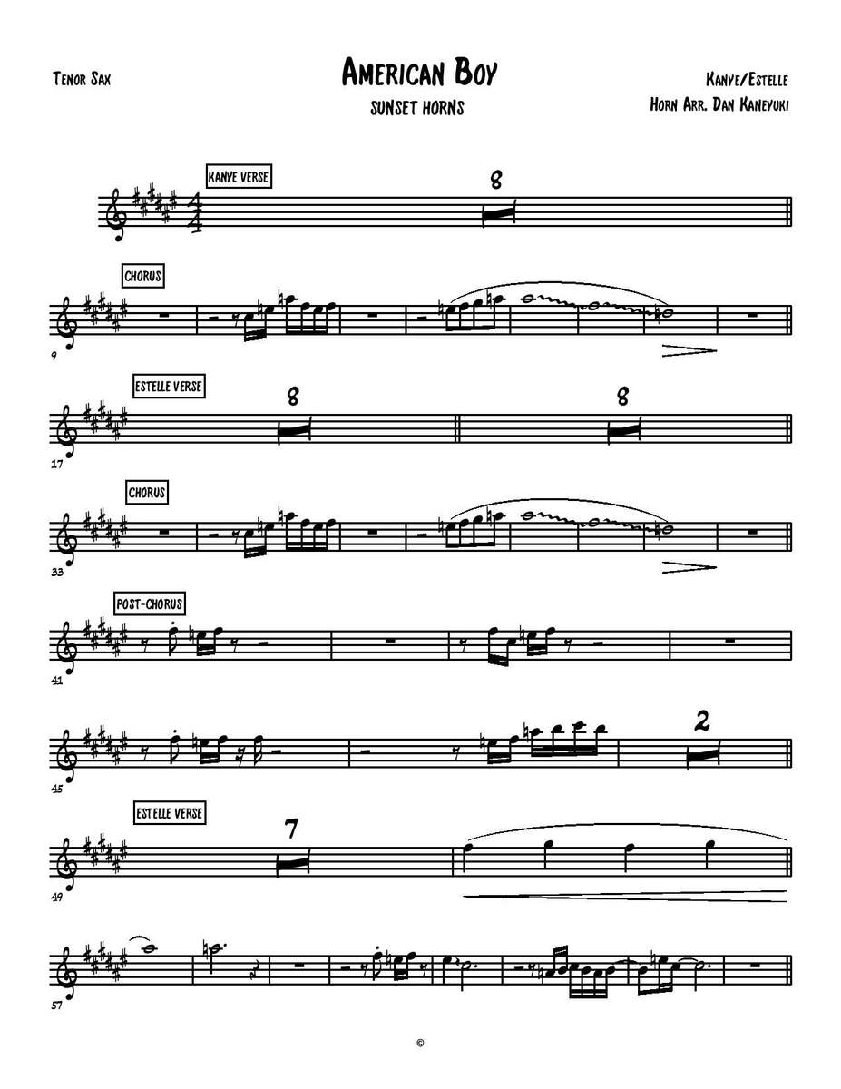 Buy Horn Section Charts The Sunset Horns