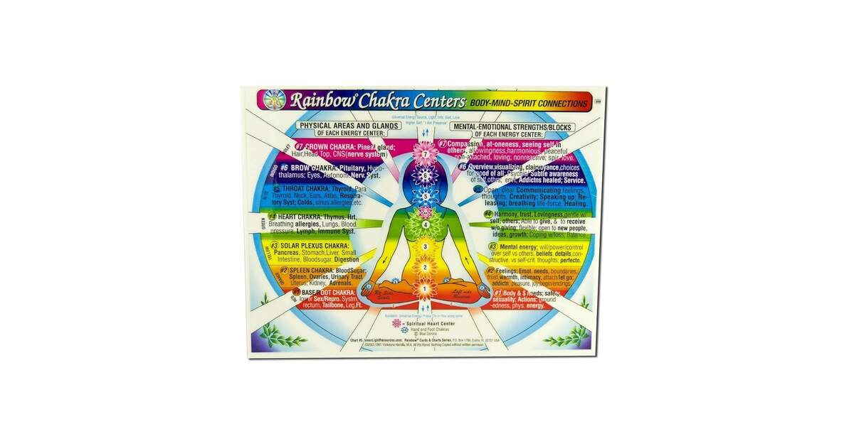 CHAKRA Rainbow Centers CHART Body Mind Spirit Connections In The Inner Light Resources Charts Series 2 Sided 8 5 X 11 In Small Poster Large Card Yshkeyna Hamilla MA Jan Zupcsics MA Yshheyna Hamilla M A Jan