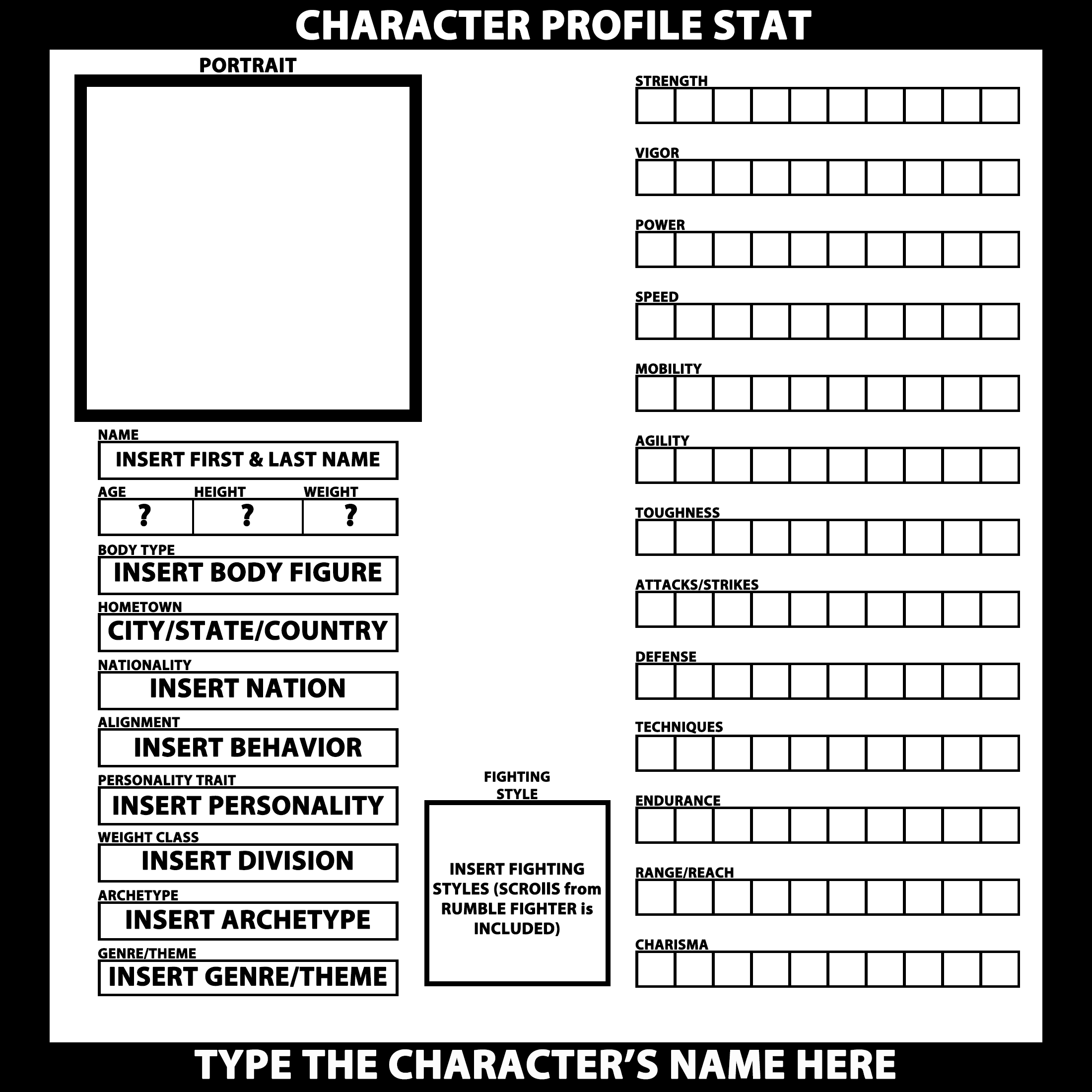 Character Profile Stat Template By NeonStudioKnightZone On DeviantArt