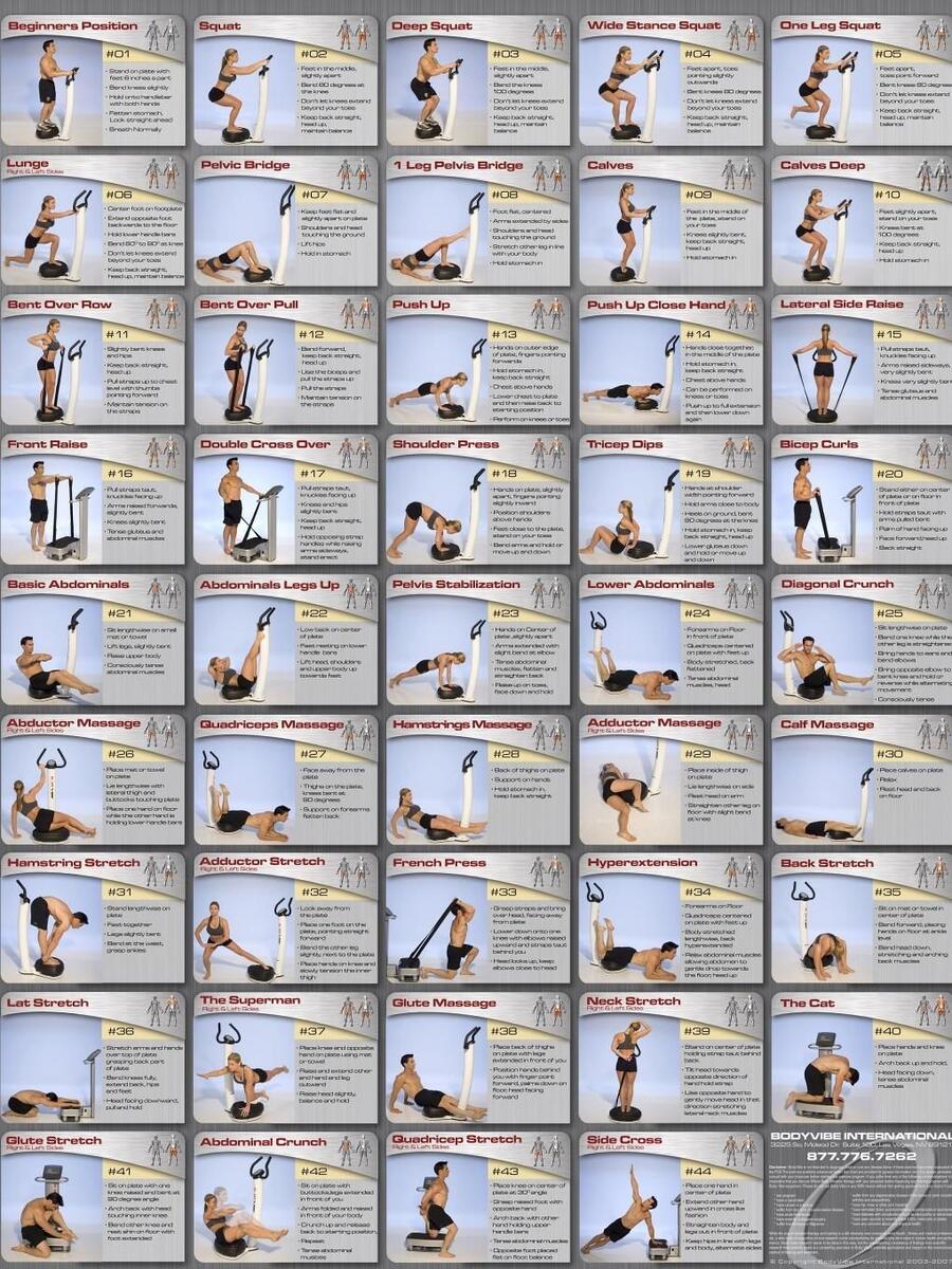 Chart Download Vibration Plate Workout Poster 6 Exercise Charts Fitness Planners For Whole Body Vibration Machines Chart Pdf Vibration Training Chart With Free Personal Training Costa Rica Ubuy