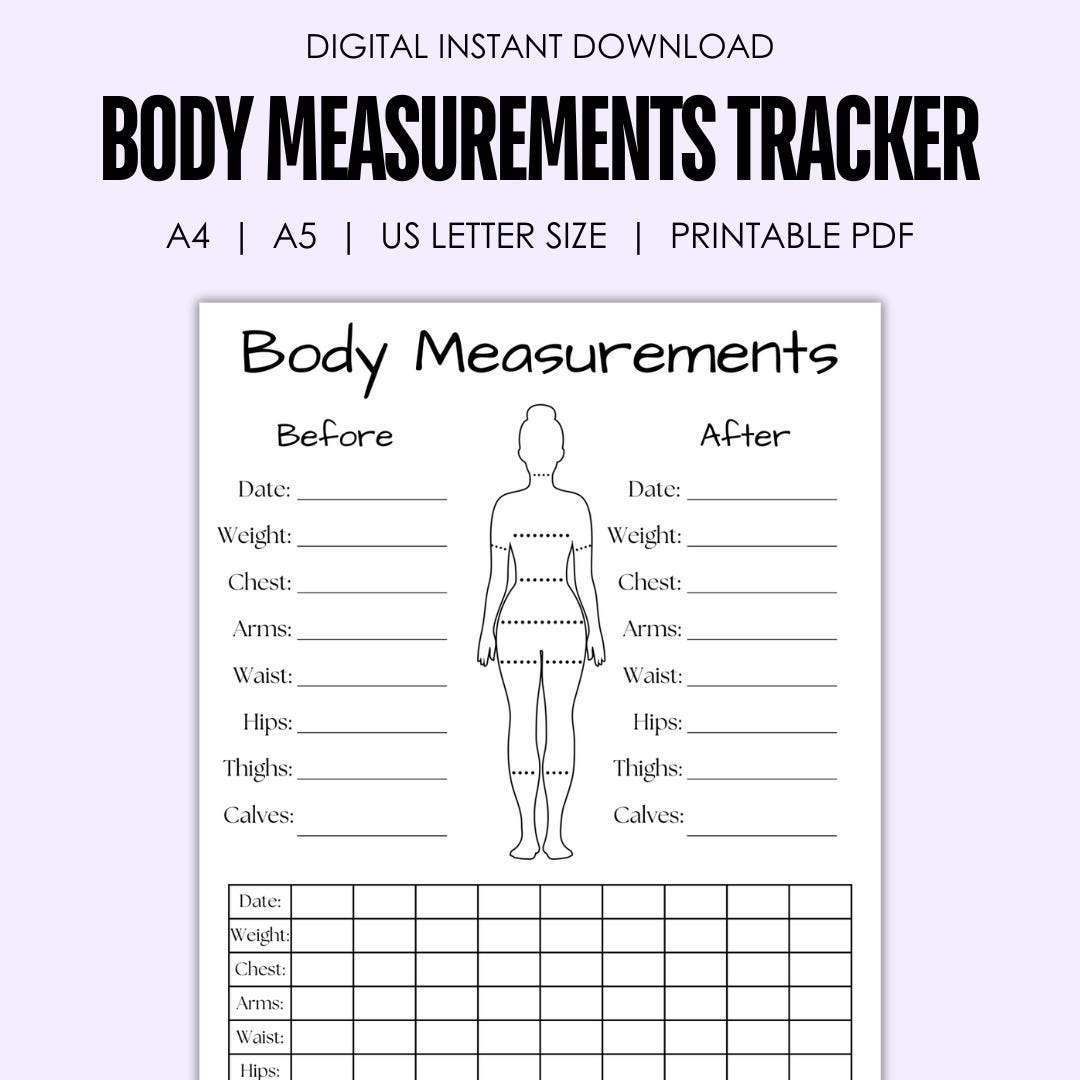 Chart Weight Loss Body Measurement Tracker Body Measurement Tracking Chart Layout Blank Stock Vector Royalty