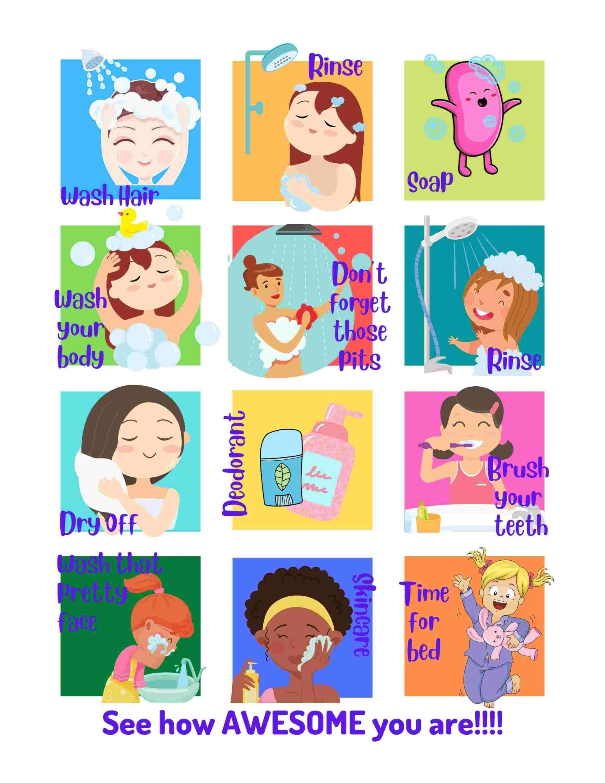 Child Hygiene Routine Chart Female Etsy