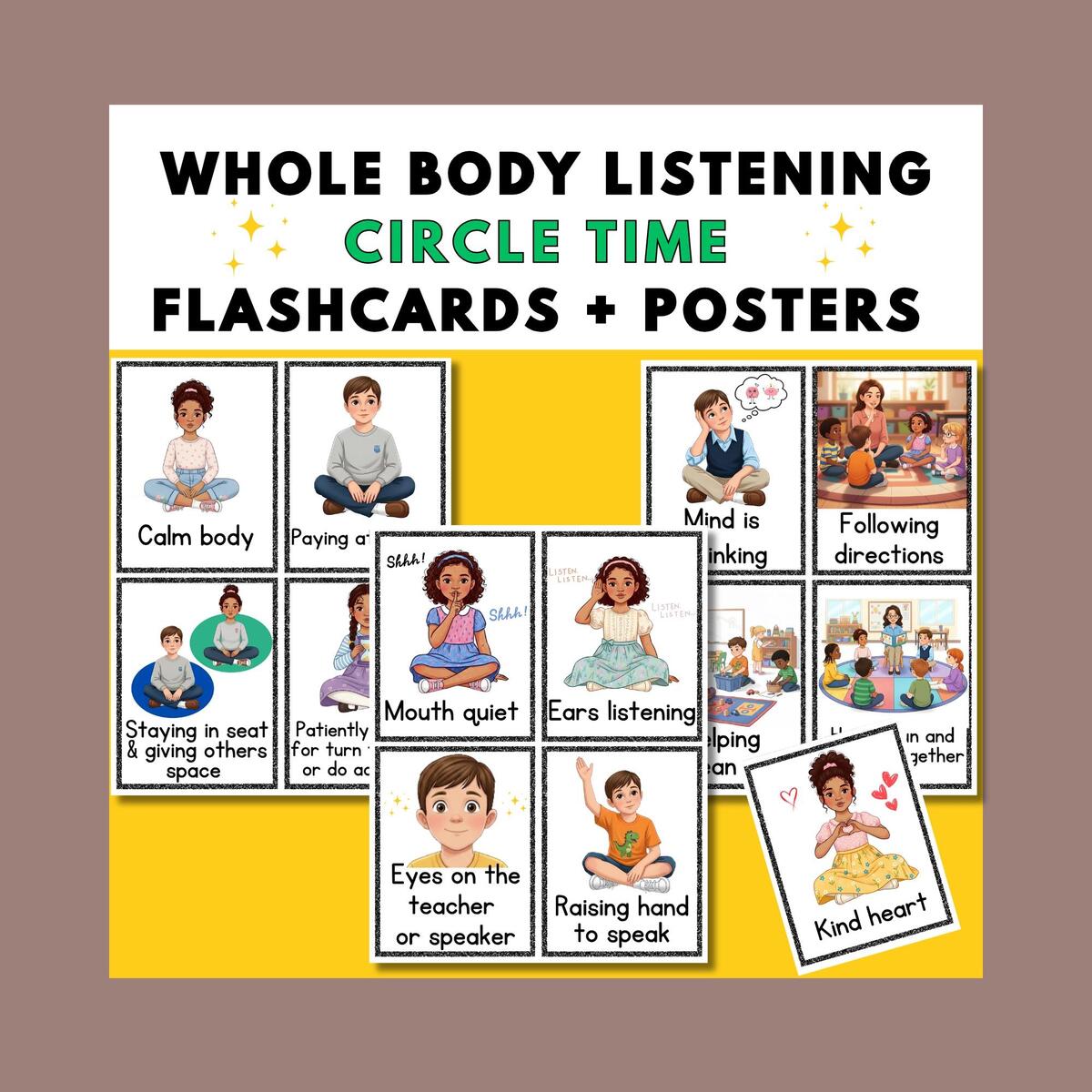 Classroom Circle Time Rules Visuals And Rules Whole Body Listening Posters And Flashcards For Kids Kindergarten Preschool Elementary Etsy Israel