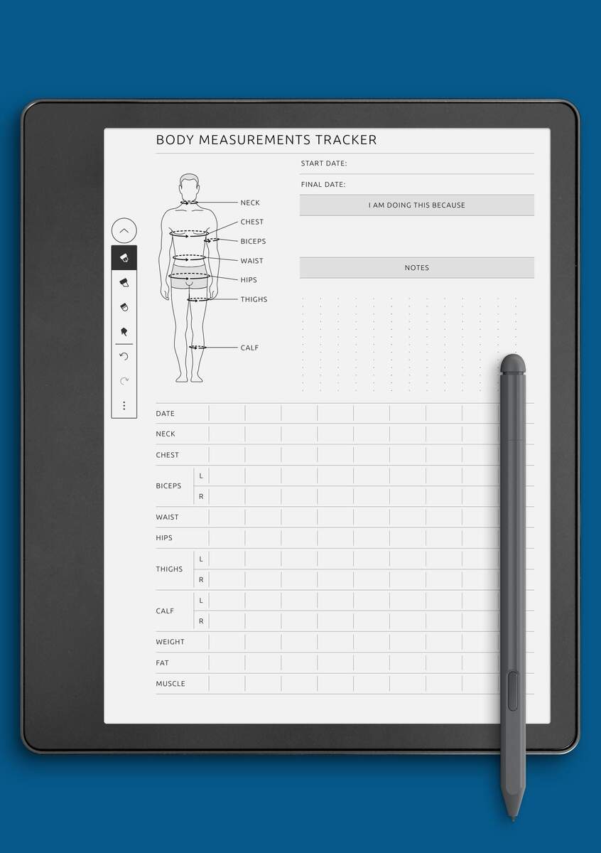 Download Printable Body Measurement Tracker Male PDF