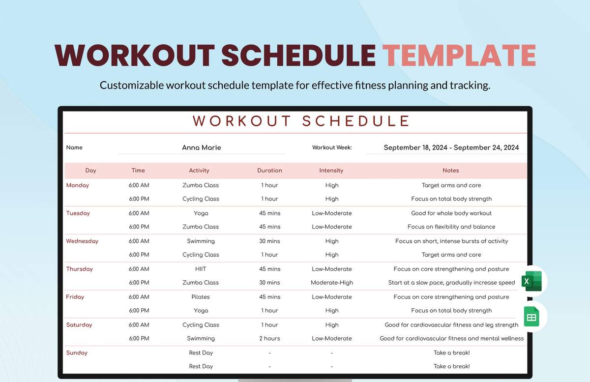 Editable Workout Templates In Excel To Download