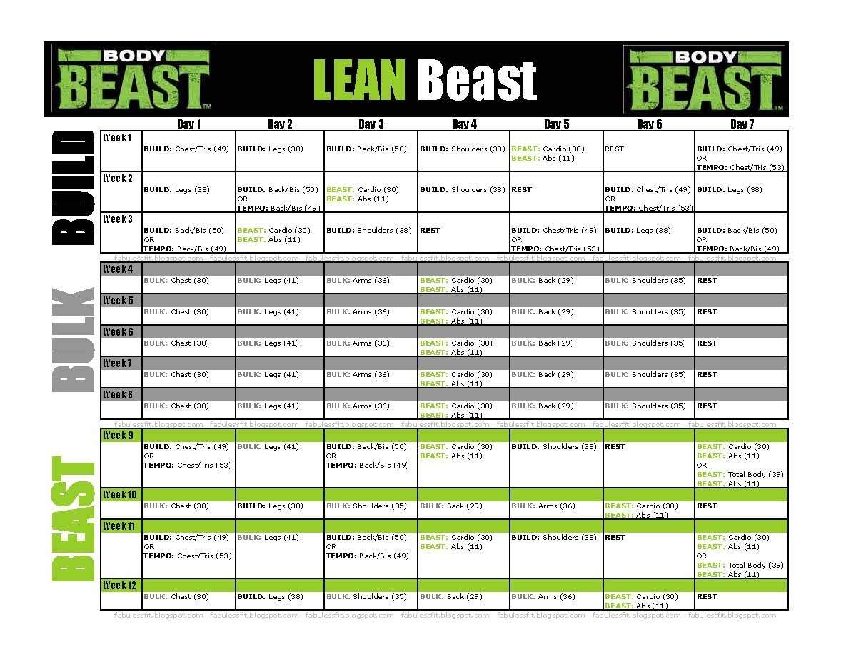 Excel Spreadsheet Body Beast Total Body Workout Body Beast Total Body Hotsell