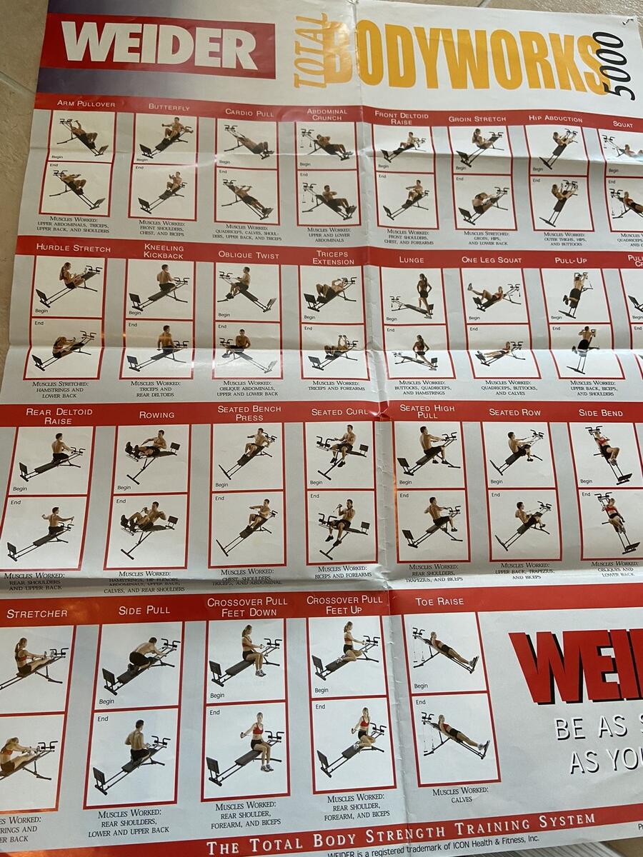 Exercise Chart Weider Total Body Works 5000 Gym Stores Workout Chart Icon Weider Total Body Works