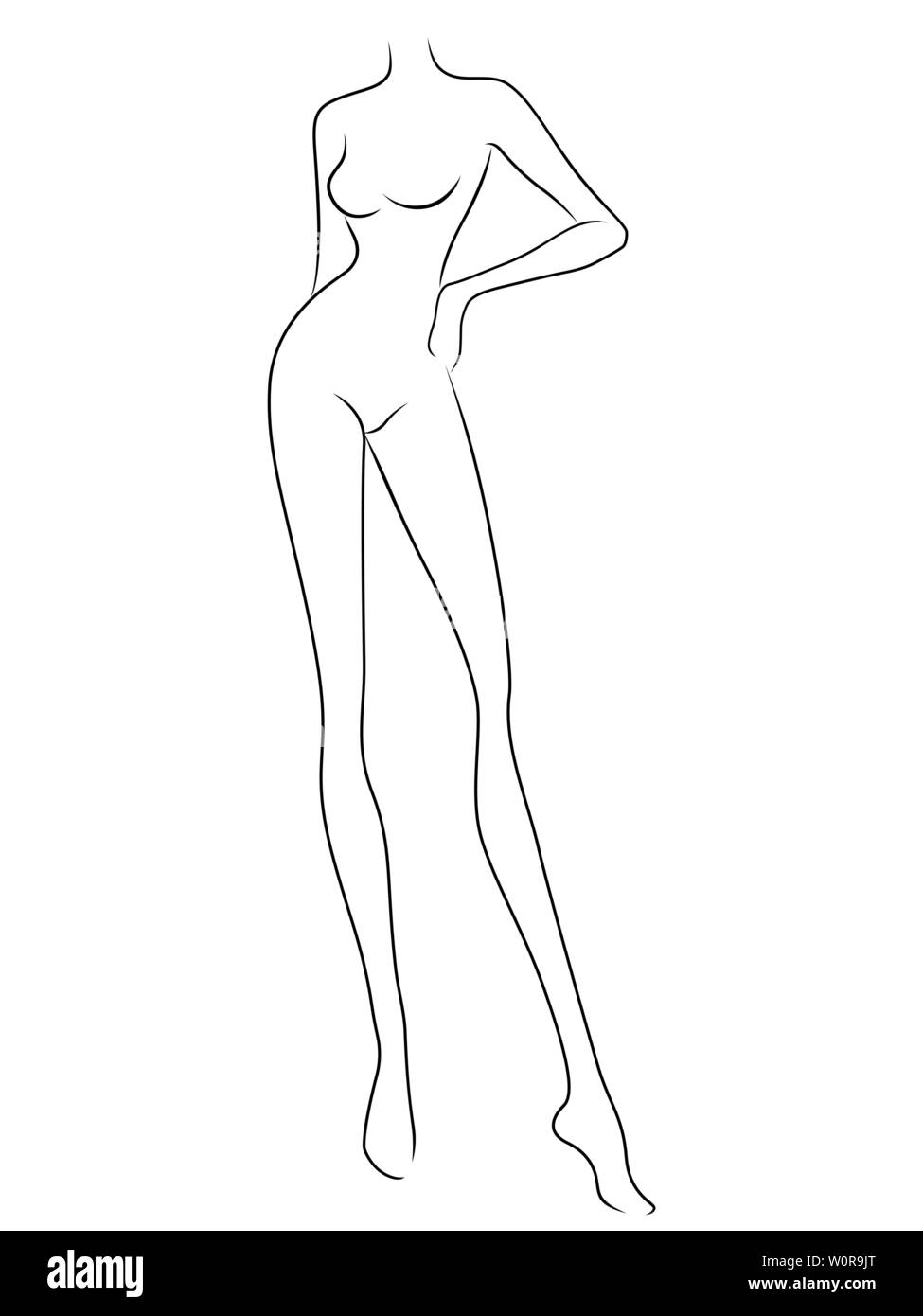 Female Body Outline Black And White Stock Photos Images Alamy