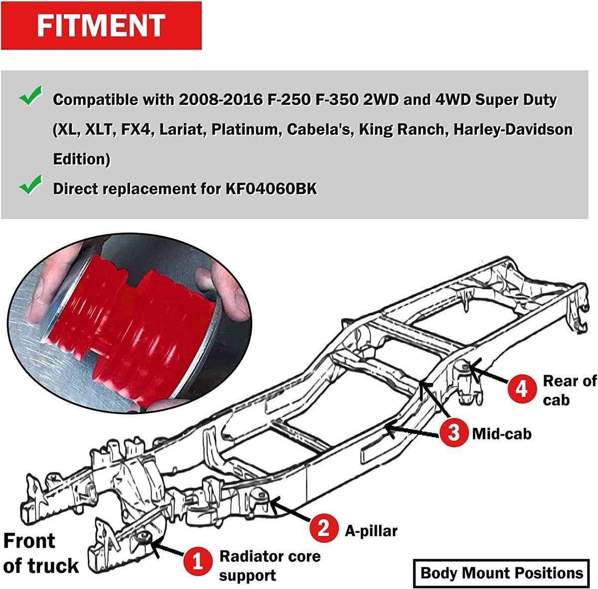 Ford Truck Mount Kit Body Mount Bushing Kit For Ford F250 F350 2008 2016 Polyurethane Cab Mounts Complete Hardware Set Polyurethane Bushing Kit For F250 F350
