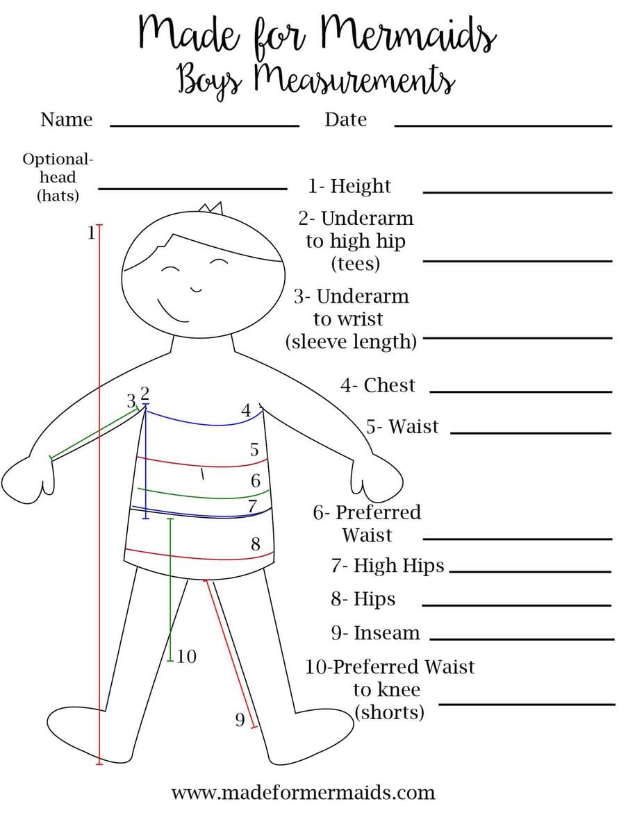 FREE Printable Blank Measurement Chart For Adults Youth