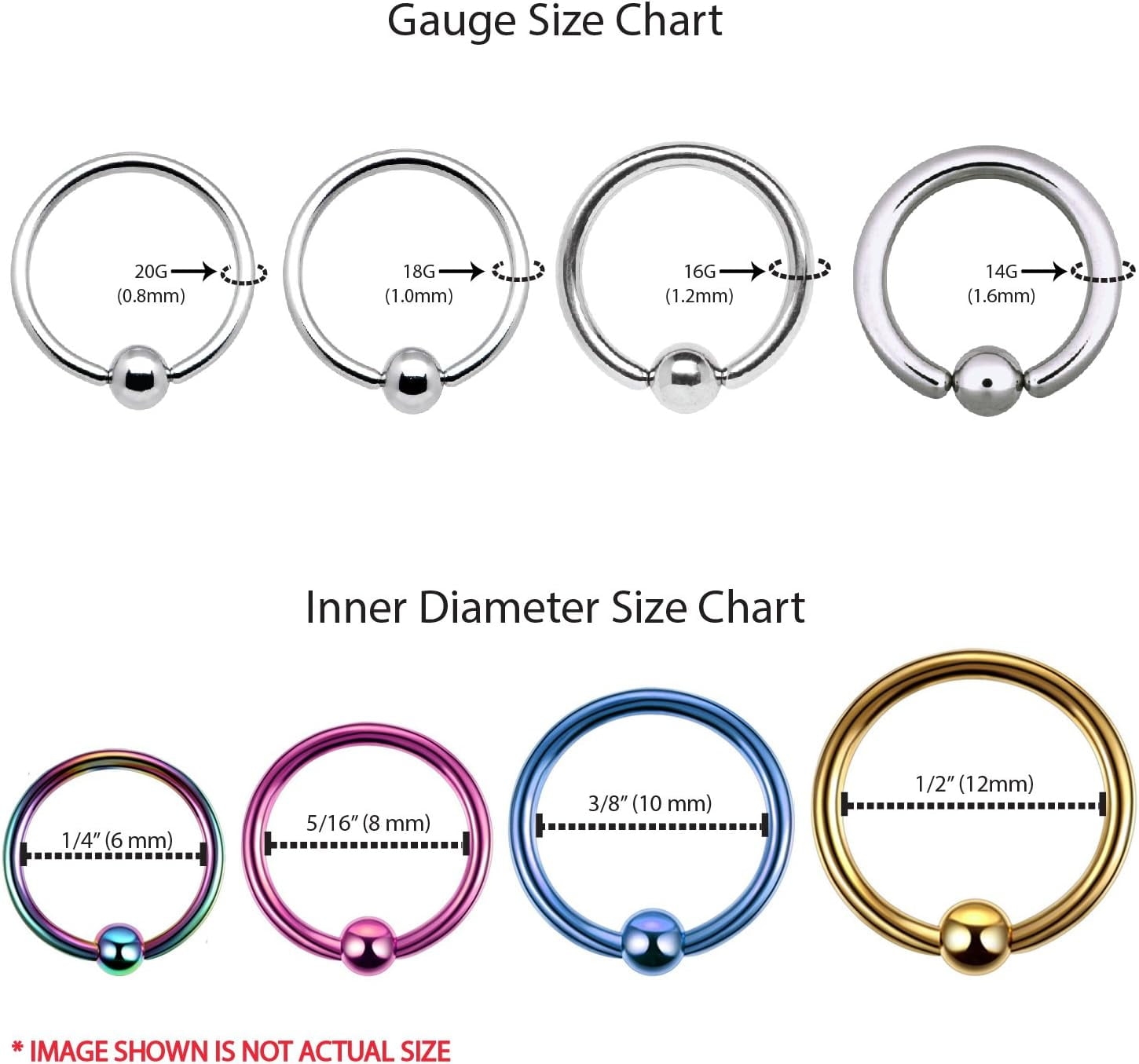GHRTGR 2PC Ball Closure Ring Stainless Steel 10G 20G BCR Nose Nipple Tragus Lip Body Piercing Jewelry Walmart