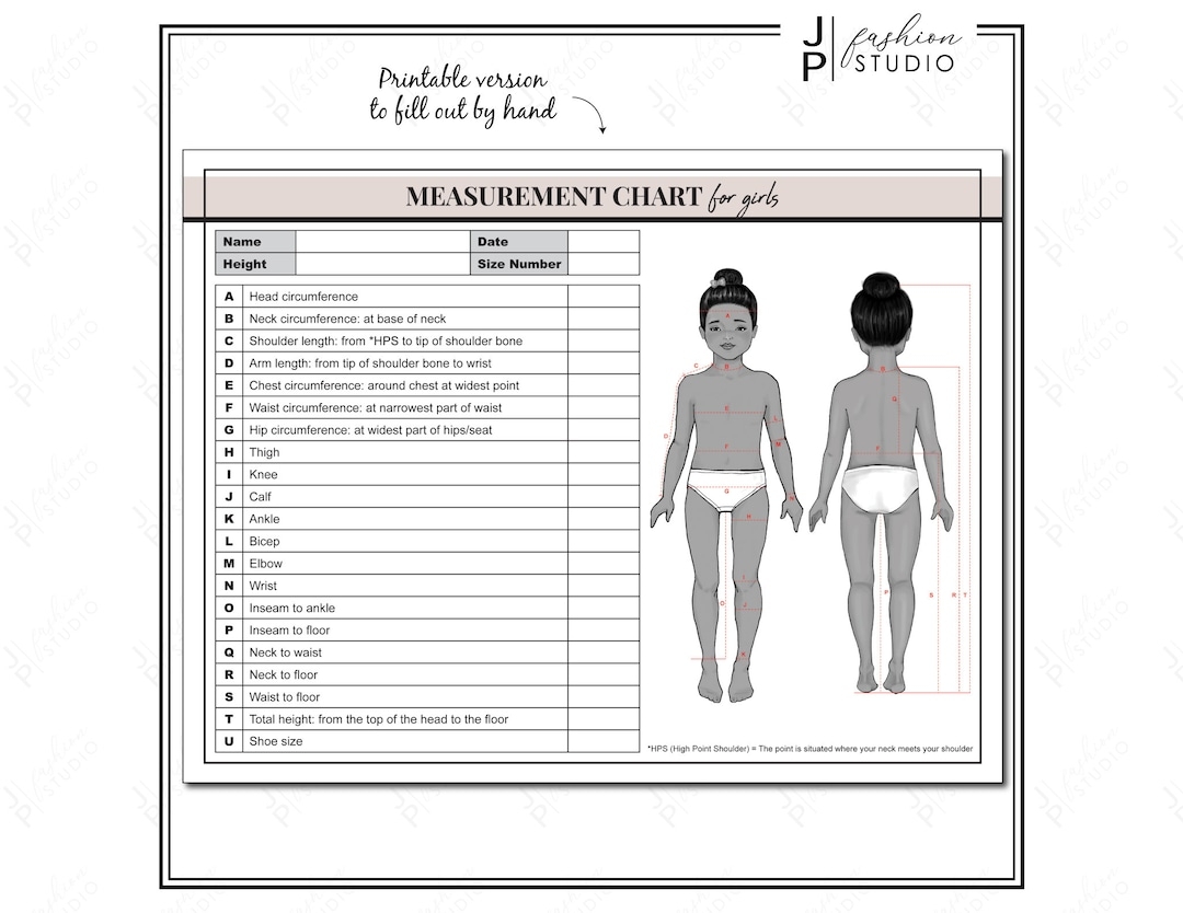 Girls Body Measurement Chart Fashion Design Template Printable PDF JPG Etsy Girls Body Measurement Chart Fashion Design Template Printable PDF JPG Etsy