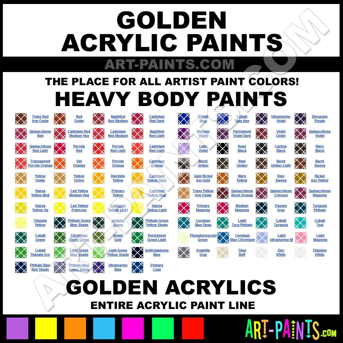Golden Heavy Body Acrylic Paint Colors Golden Heavy Body Paint Colors Heavy Body Color Heavy Body Acrylics Golden Heavy Body Paint Line Art Paints