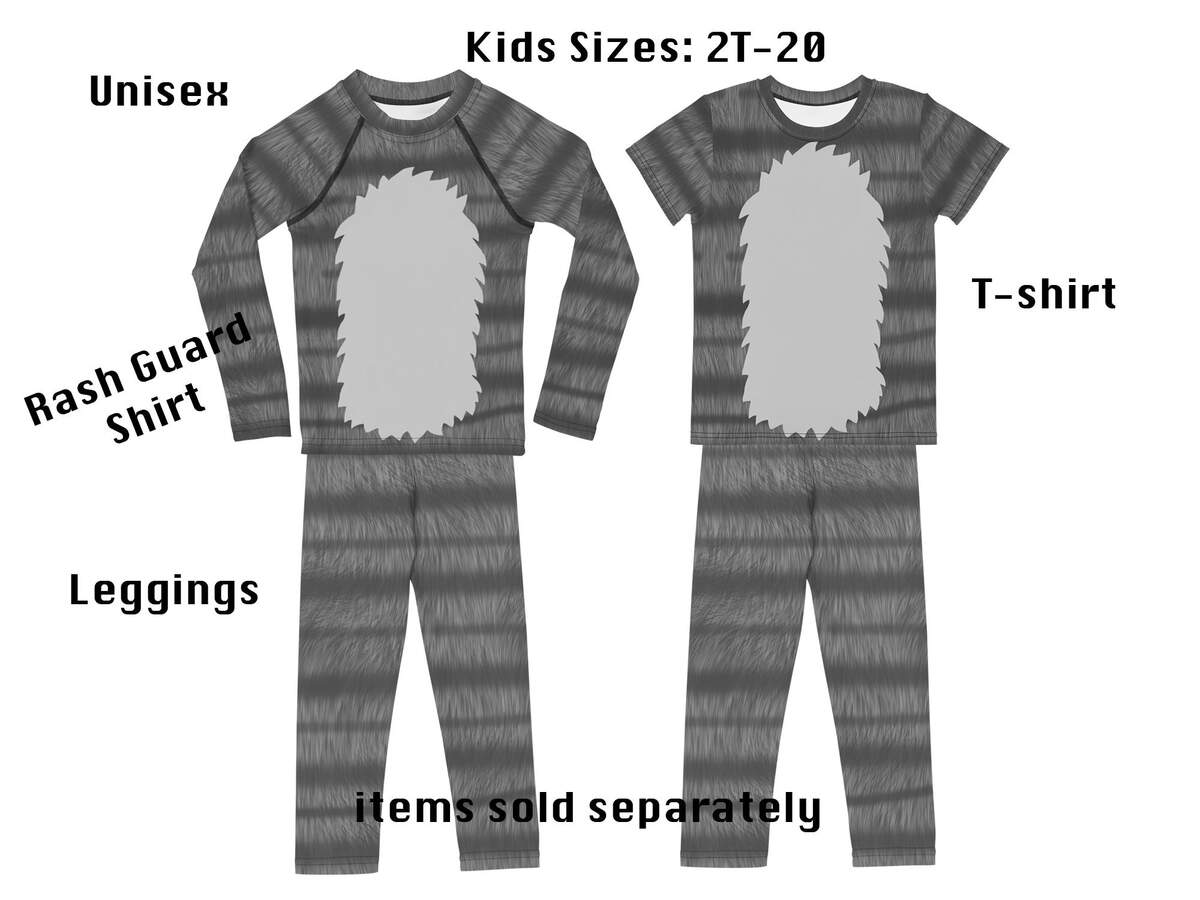 Gray Tabby Cat Kids Costume Striped Furry Animal Print Halloween Pet Activewear Cosplay Leggings Children Rash Guard Shirt Toddler Birthday Etsy