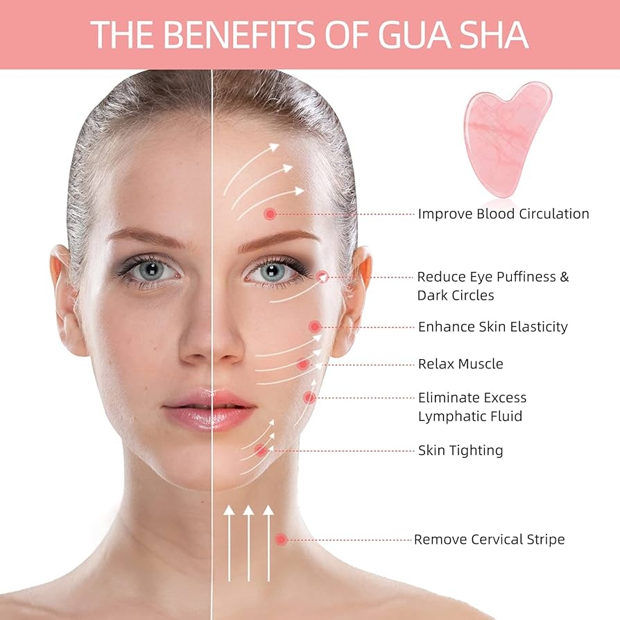 Gua Sha Massage Tool Guasha Tool For Face Facial And Body Massager Natural Stones Rose Quartz Scraping And SPA Acupuncture Therapy To Lift Decrease Puffiness And Tighten Amazon Co Uk Health Personal Care