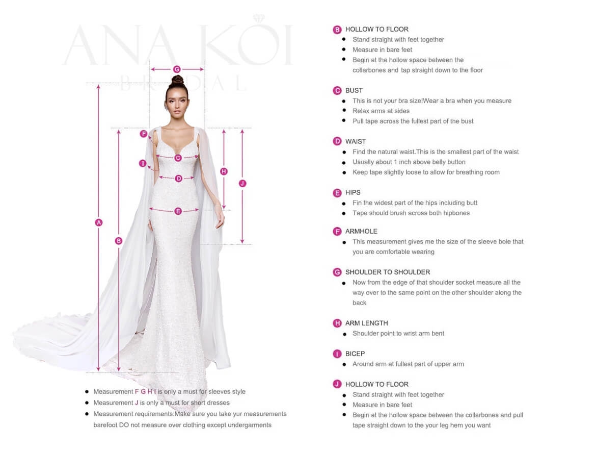 How To Measure Wedding Dress Size Properly Ana Koi Bridal