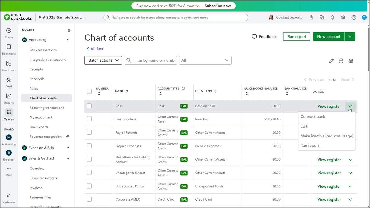 How To Use The Chart Of Accounts In QuickBooks Online
