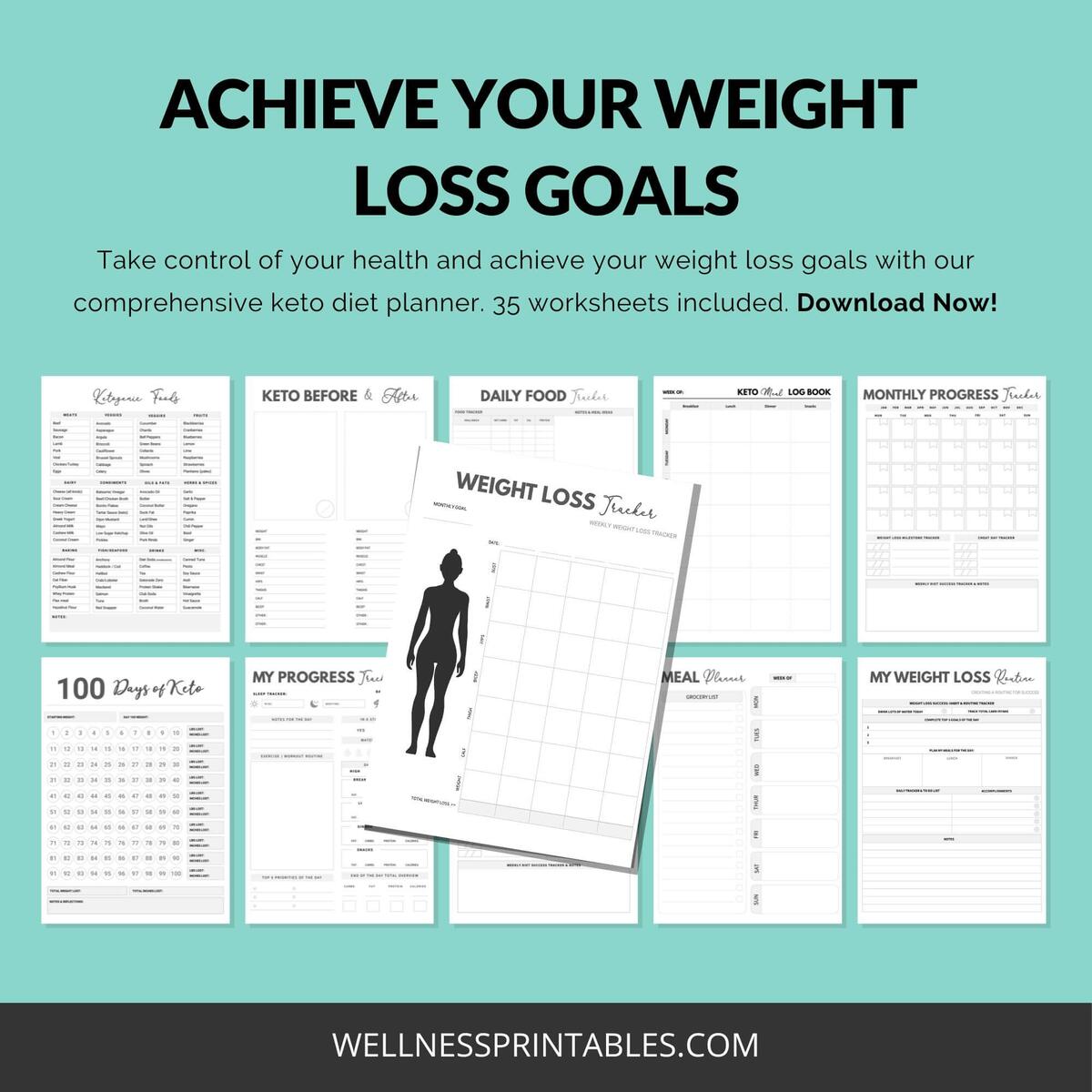 Keto Diet Weight Loss Planner Printable Wellness Printables