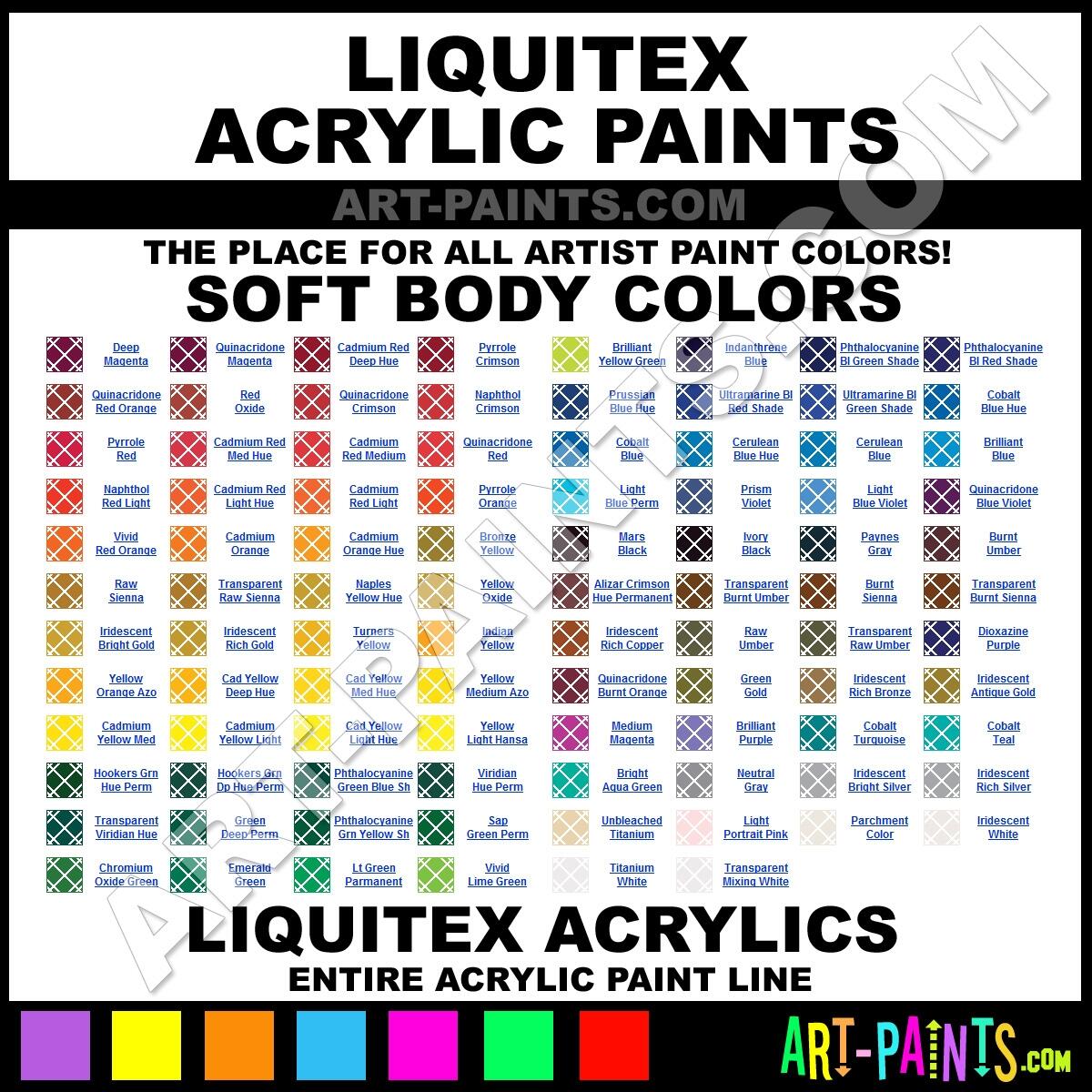 Liquitex Soft Body Acrylic Paint Colors Liquitex Soft Body Paint Colors Soft Body Color Soft Body Acrylics Liquitex Soft Body Paint Line Art Paints